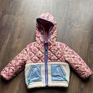Mini Boden Floral Quilted Hooded Jacket
